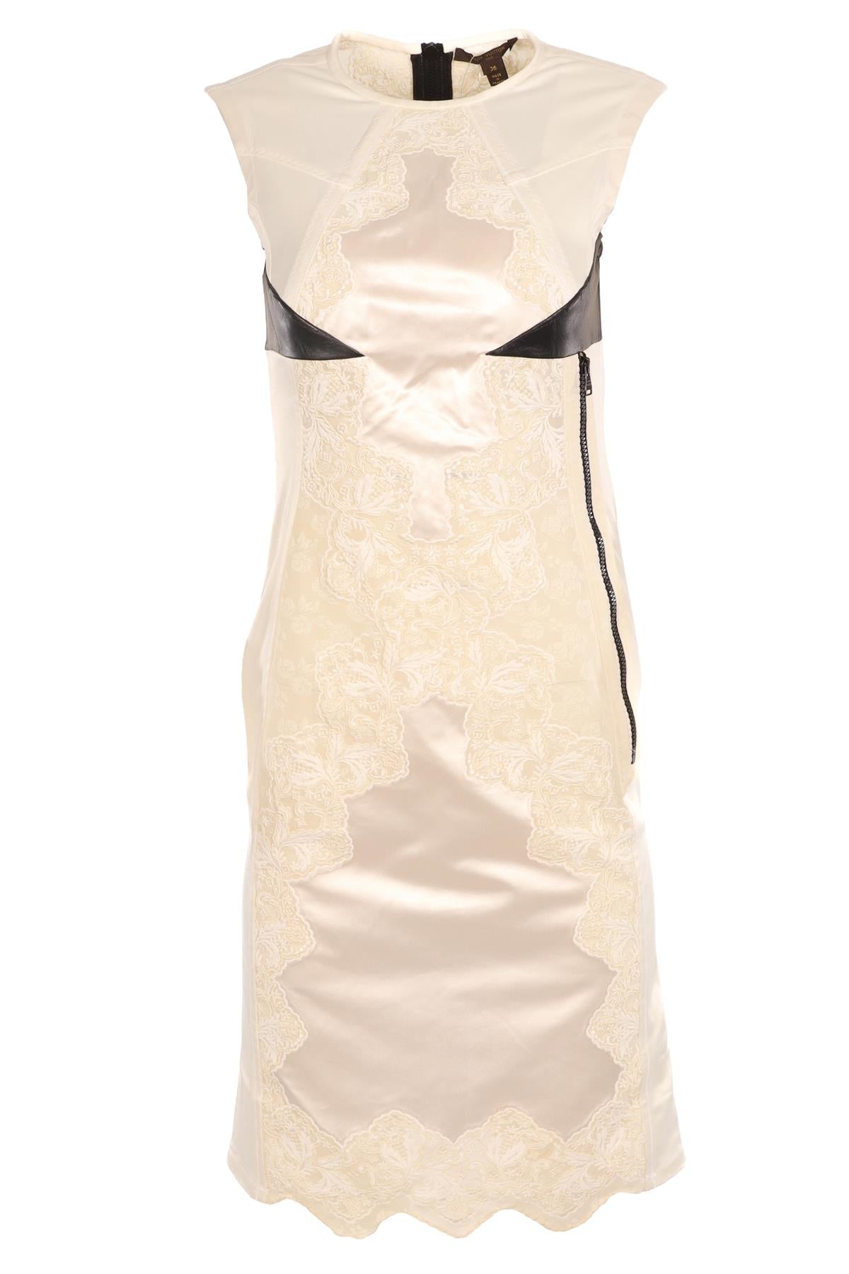 LOUIS VUITTON WHITE SILK MIDI DRESS FR 36 UK 8