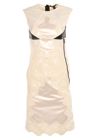 LOUIS VUITTON WHITE SILK MIDI DRESS FR 36 UK 8
