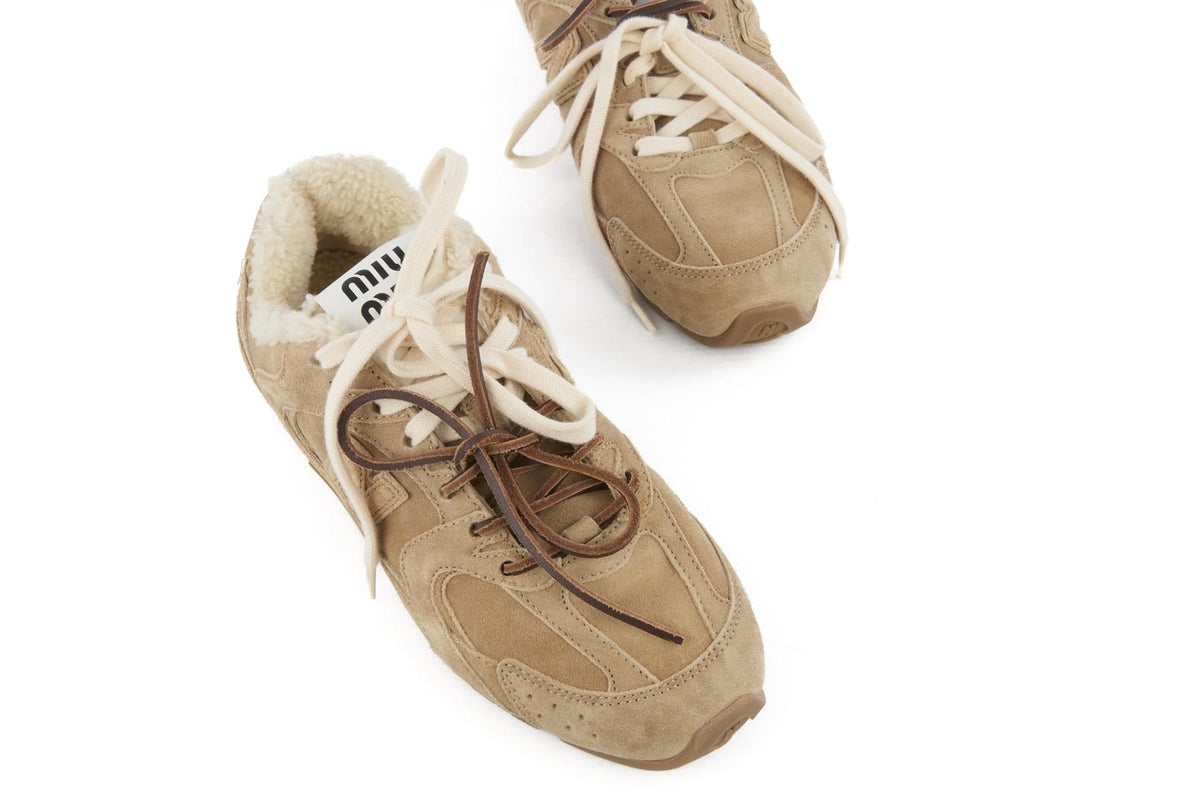NEW BALANCE + MIU MIU BEIGE 530 SL SUEDE SNEAKERS EU 38 UK 5 US 8