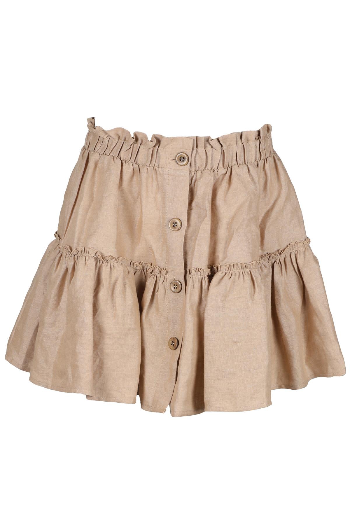 EBERJEY BEIGE LINEN MINI SKIRT SMALL