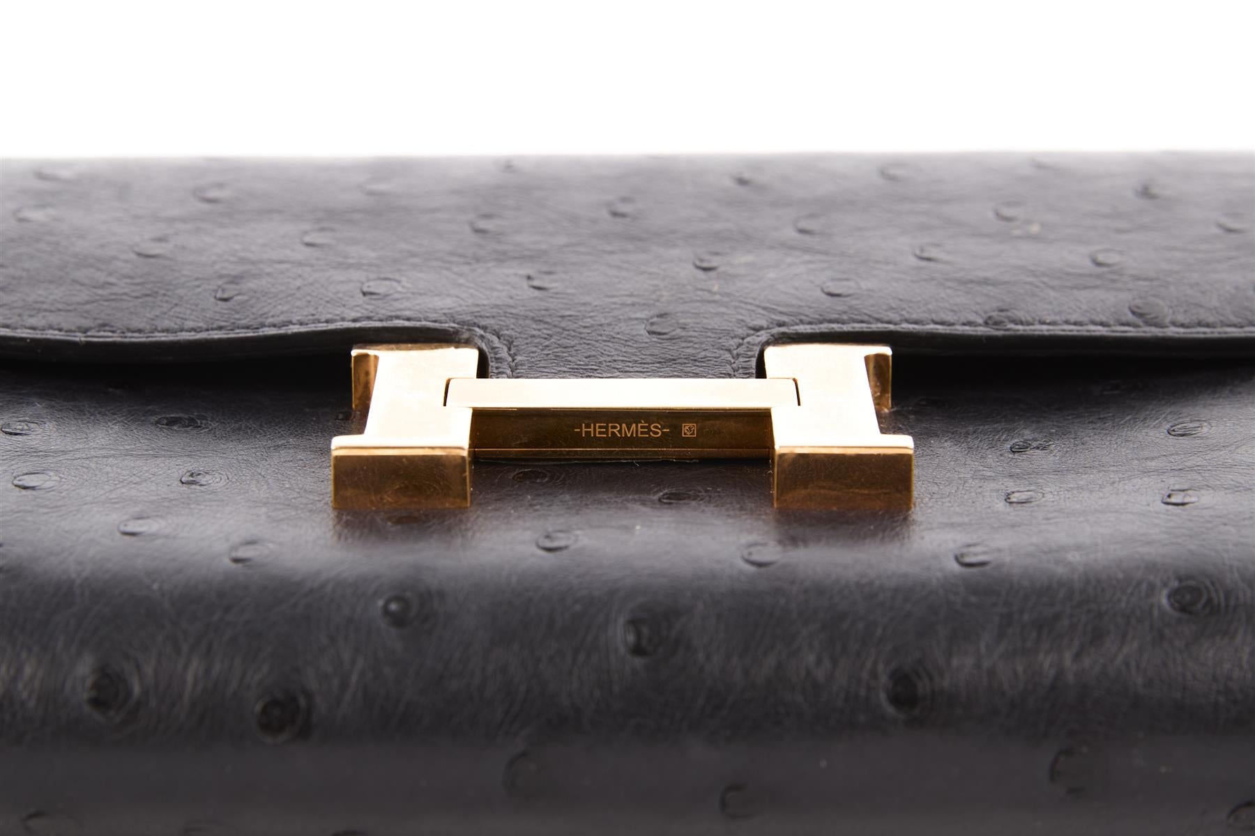 HERMÈS NAVY 2018 CONSTANCE LONG OSTRICH WALLET IN BLEU INDIGO