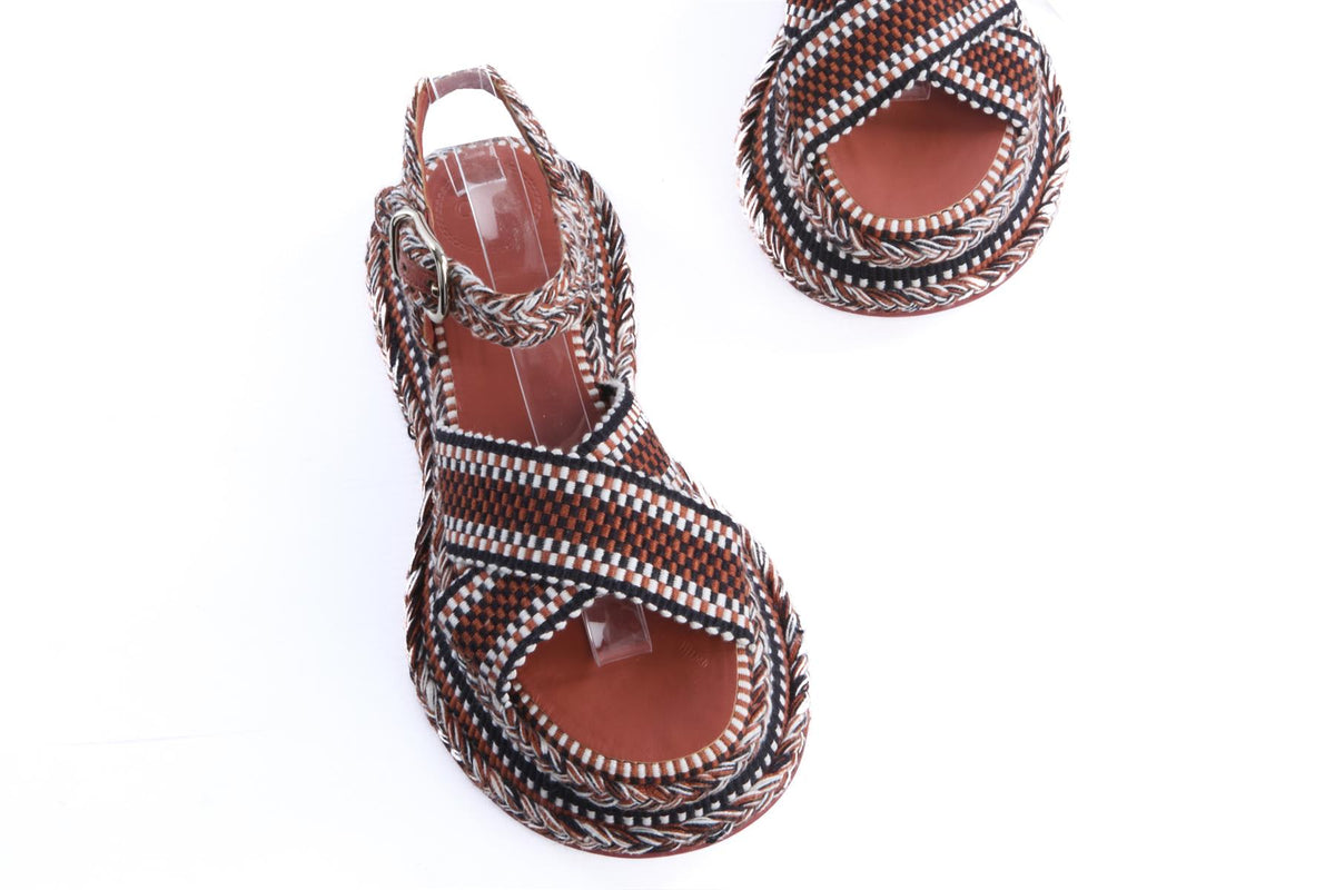 CHLOÉ MULTI CROCHET PLATFORM SANDALS EU 38 UK 5 US 8