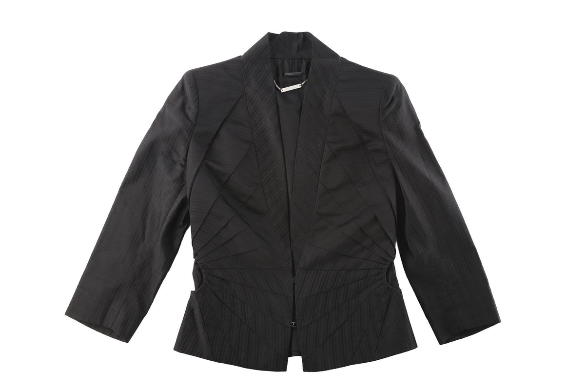 ALEXANDER MCQUEEN BLACK 2003 SILK JACKET AND PANTS SET IT 40 UK 8