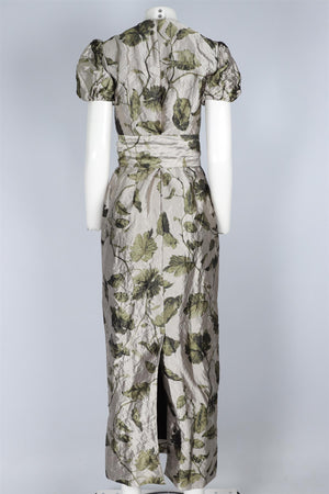 ERDEM GREY SATIN MAXI DRESS UK 8