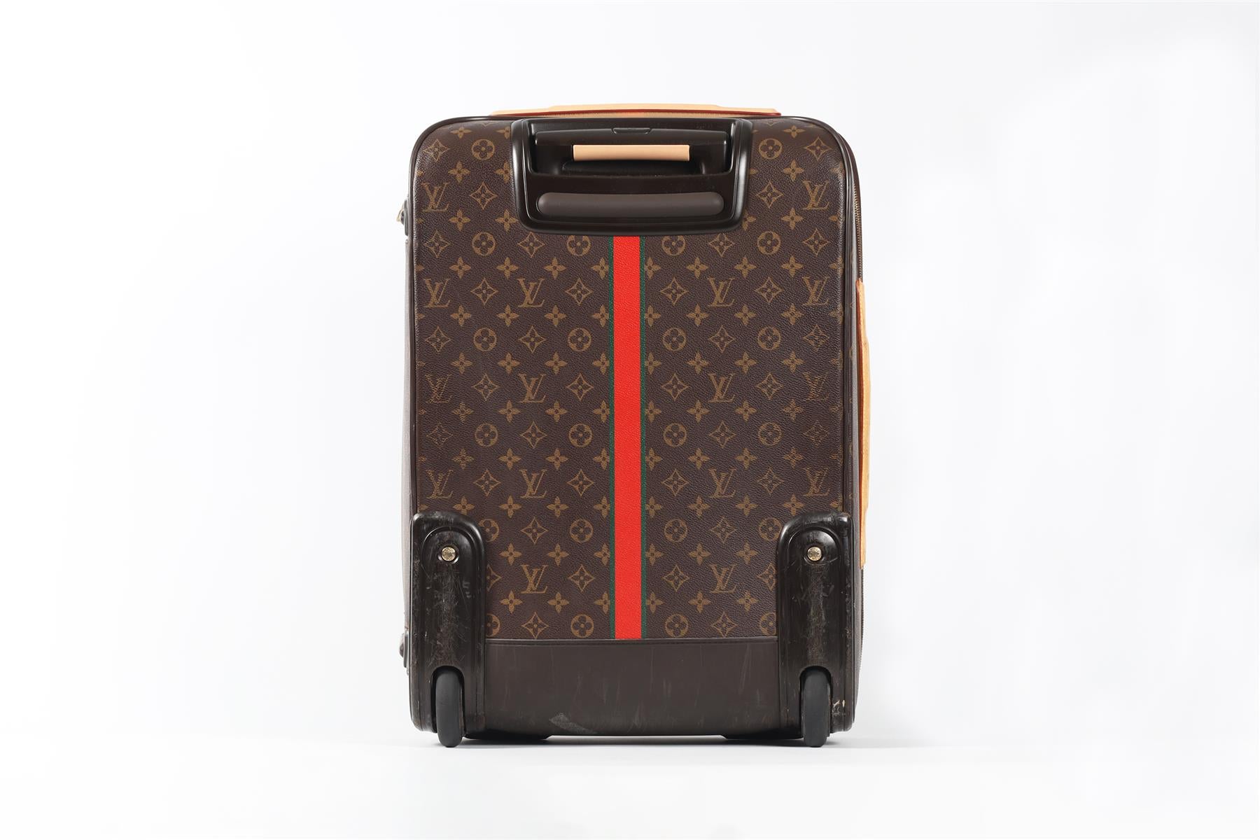 LOUIS VUITTON BROWN 2010 PEGASE 55 COATED CANVAS SUITCASE