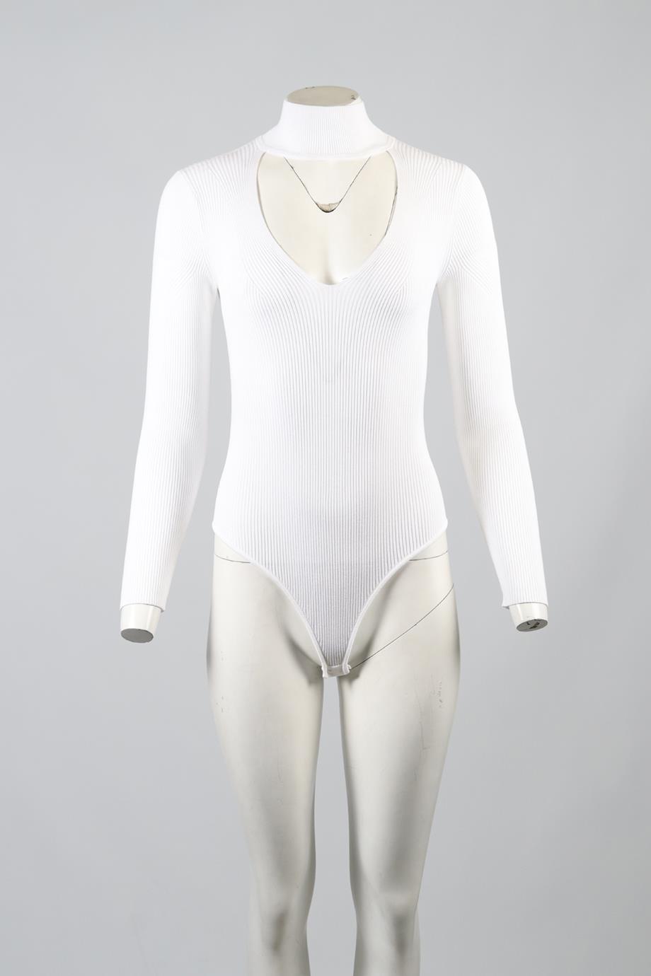 CUSHNIE ET OCHS RIBBED KNIT BODYSUIT MEDIUM