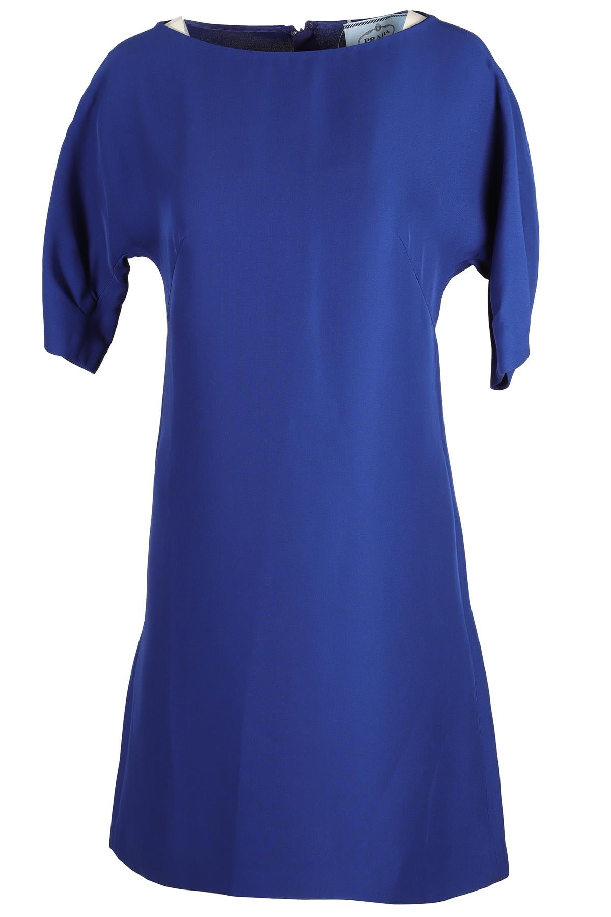PRADA BLUE CREPE MINI DRESS IT 40 UK 8