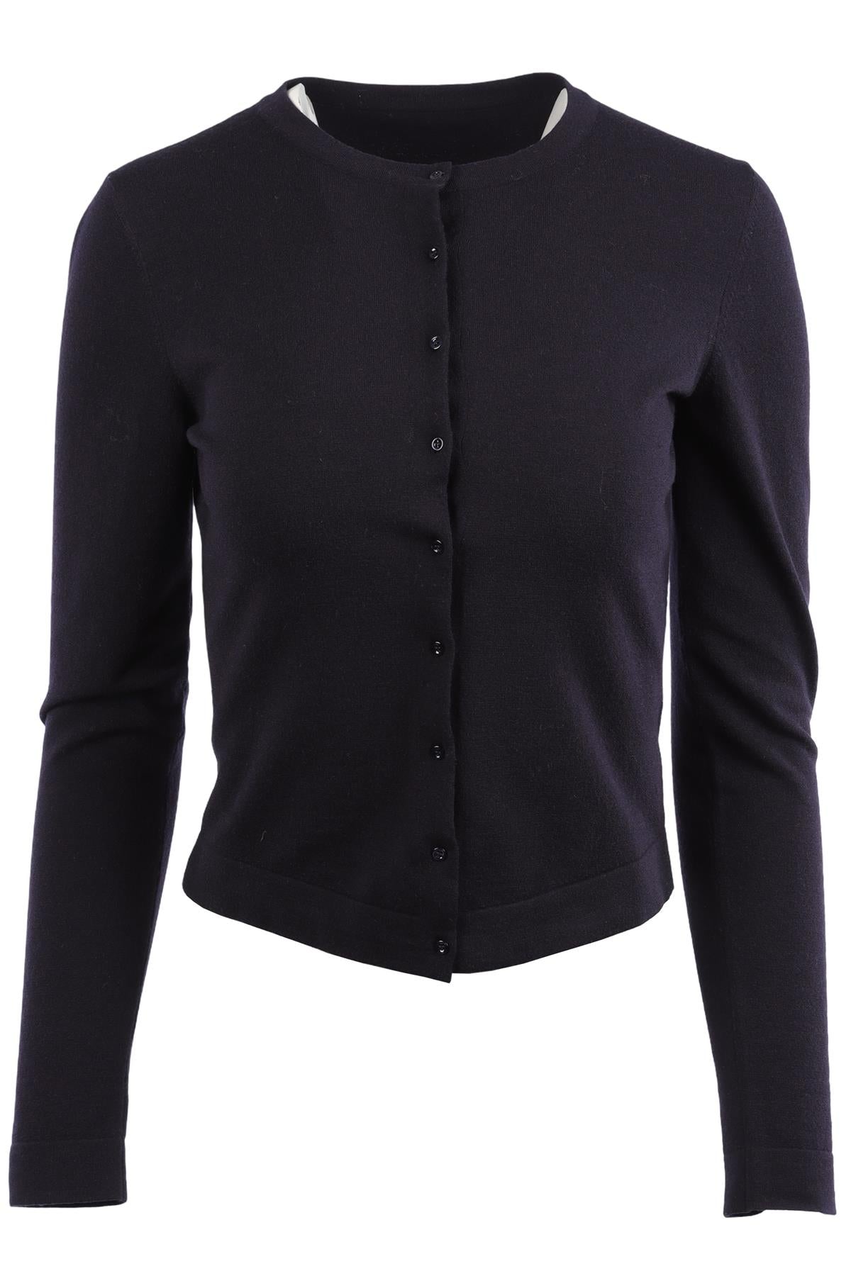 ALAÏA NAVY WOOL CARDIGAN FR 38 UK 10