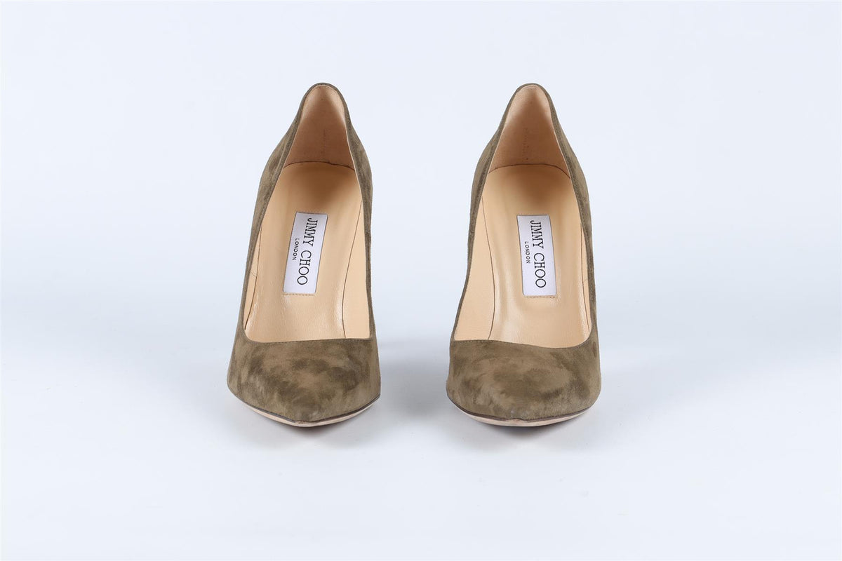 JIMMY CHOO GREEN SUEDE PUMPS EU 38.5 UK 5.5 US 8.5