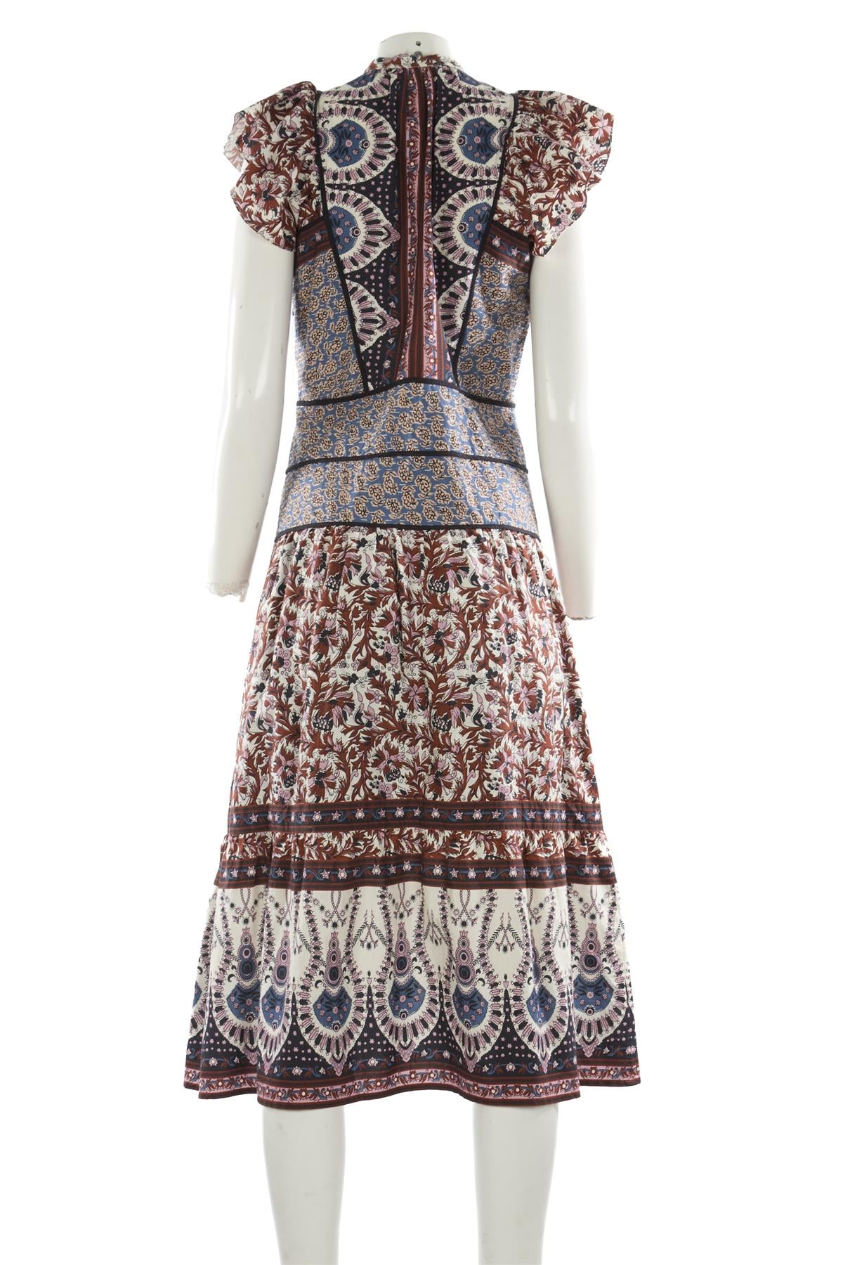 SEA NEW YORK MULTI COTTON MAXI DRESS US 6 UK 10