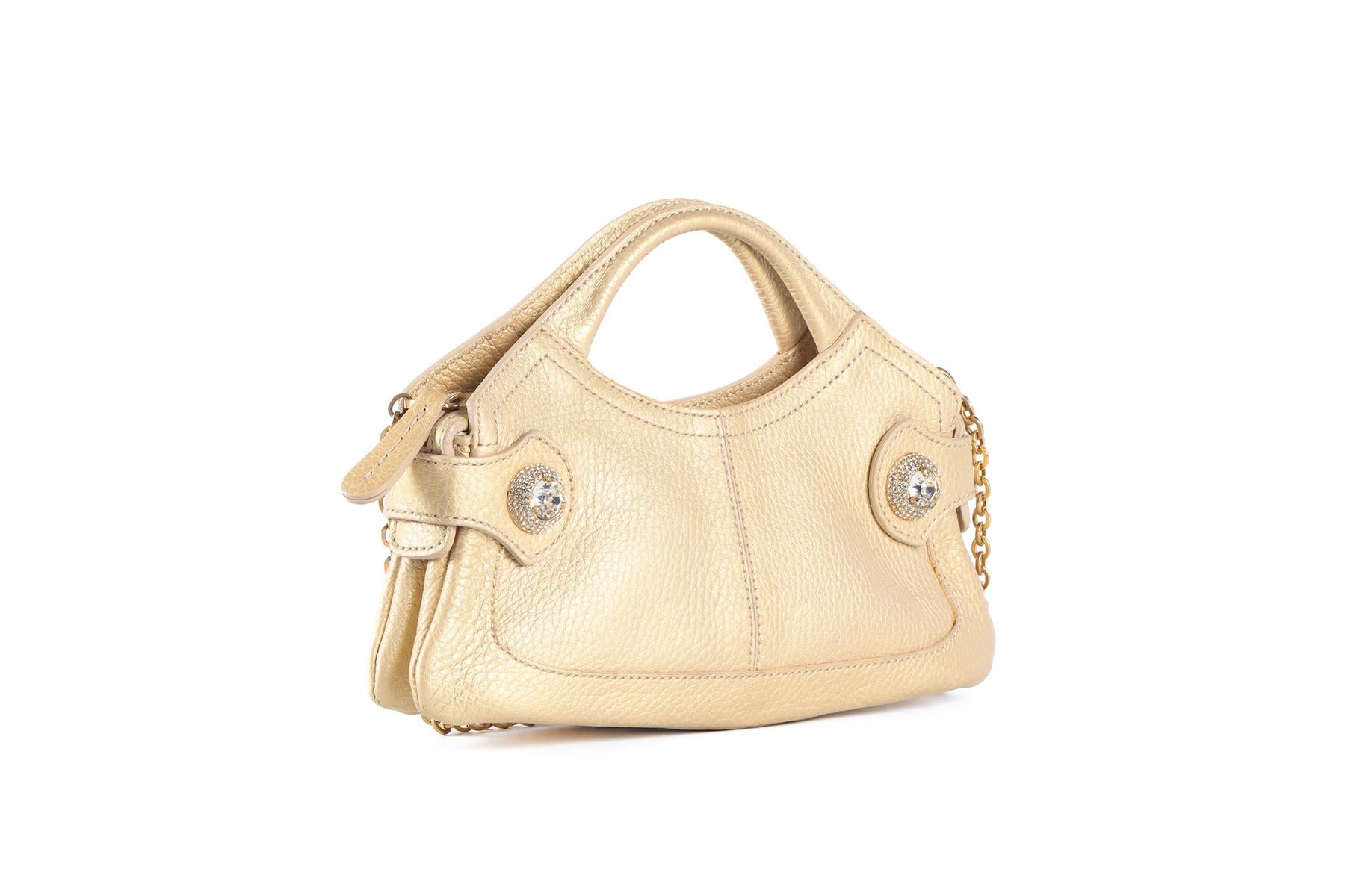 TOD'S GOLD CRYSTAL AND LEATHER SHOULDER BAG