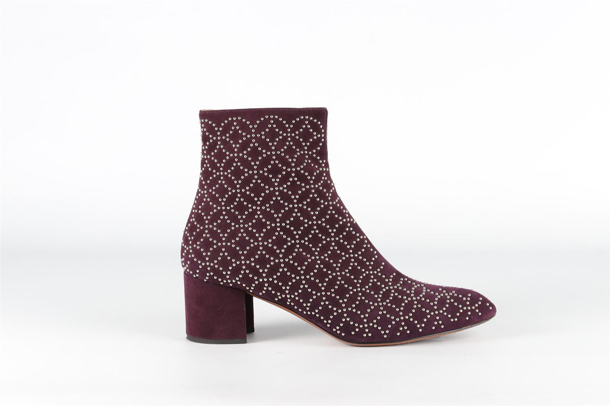 ALAÏA PURPLE SUEDE ANKLE BOOTS EU 35.5 UK 2.5 US 5.5