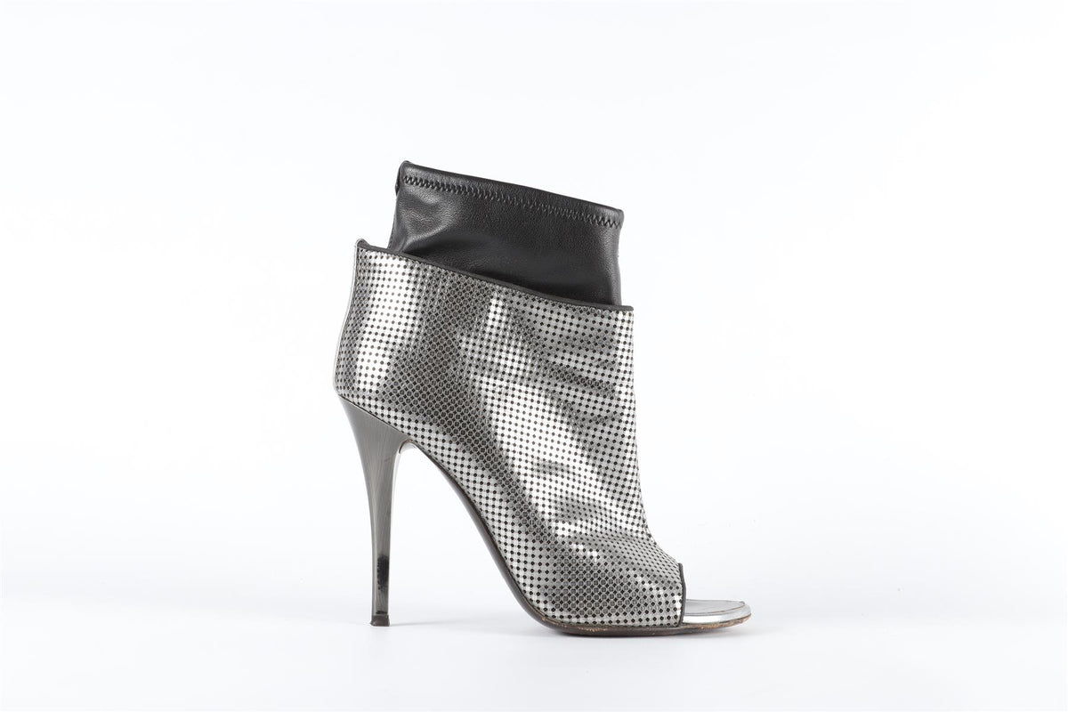 GIUSEPPE ZANOTTI SILVER LEATHER ANKLE BOOTS EU 38.5 UK 5.5 US 8.5