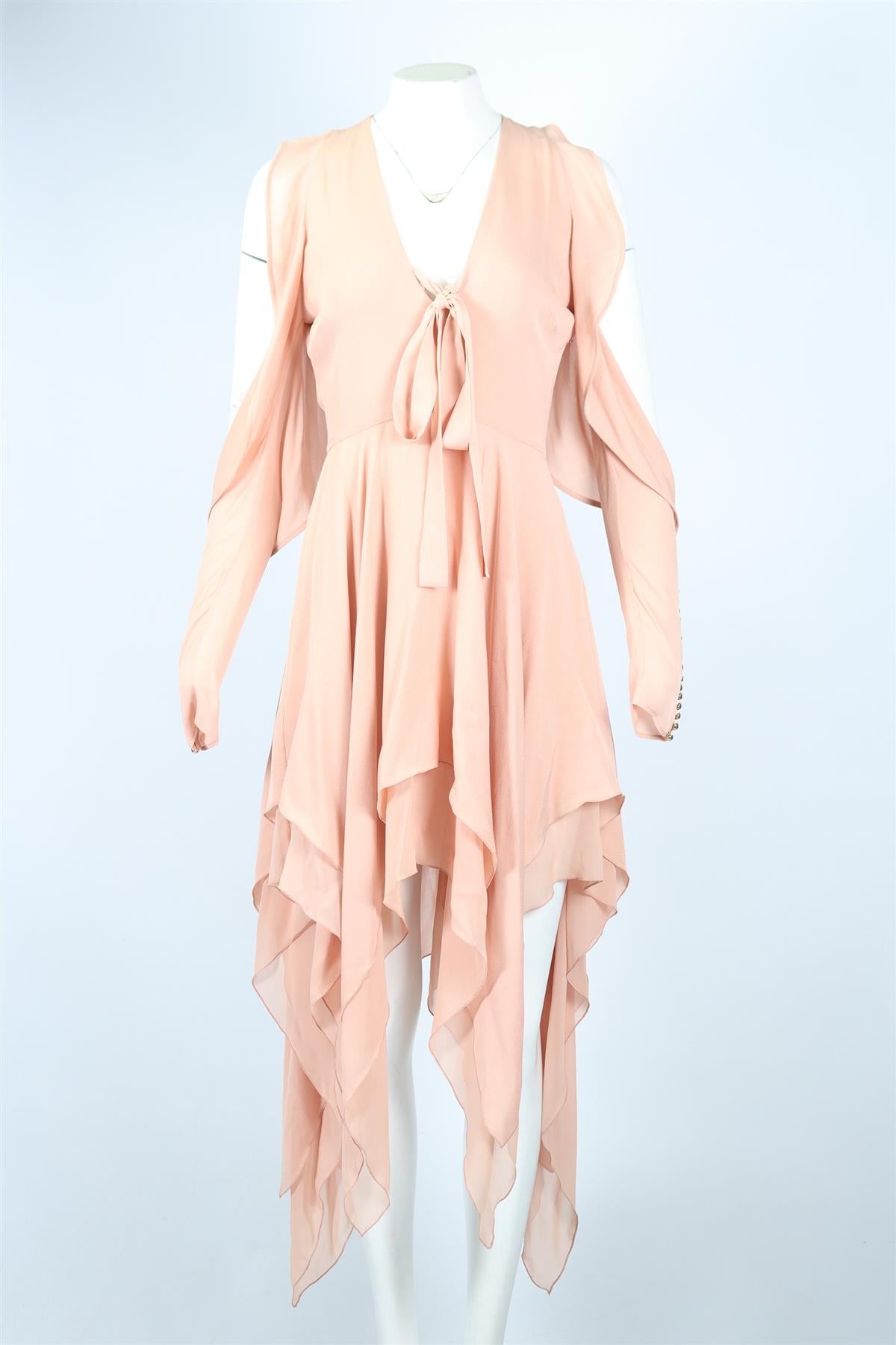 ELIE SAAB BELTED SILK MIDI DRESS FR 38 UK 10