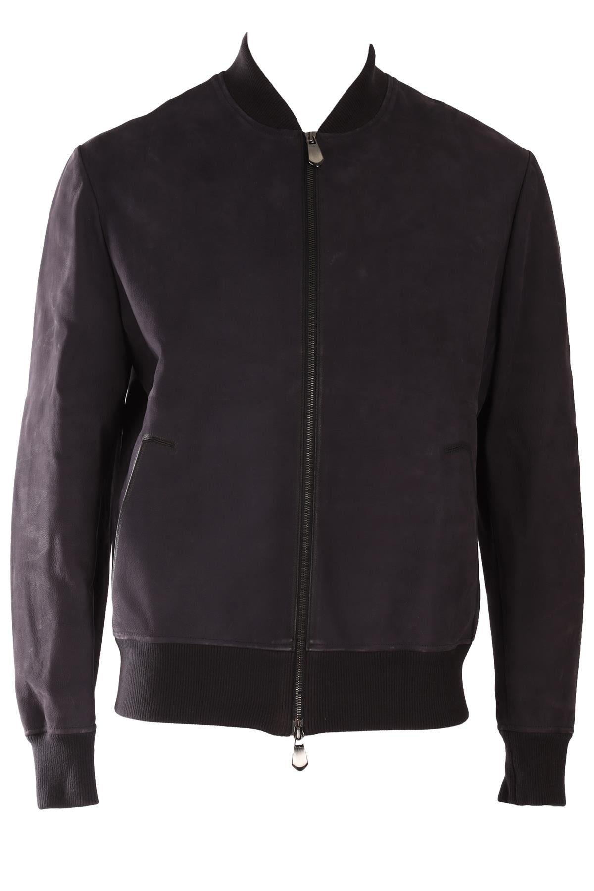 BERLUTI NAVY MEN'S NUBUCK BOMBER JACKET IT 50 UK/US 40
