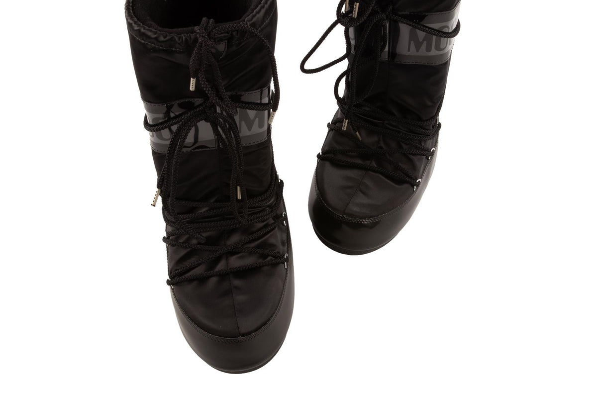 MOON BOOT BLACK SATIN BOOTS EU 39-41 UK 6-8 US 9-11