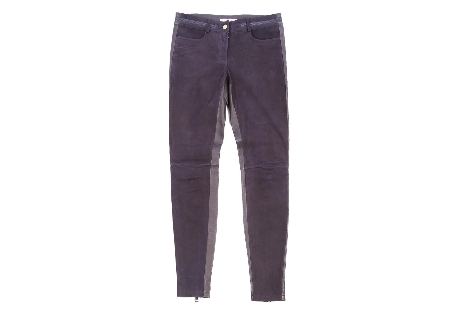 GIVENCHY NAVY LEATHER SKINNY PANTS FR 36