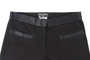 CHANEL BLACK 2005 CREPE WIDE LEG PANTS FR 34 UK 6