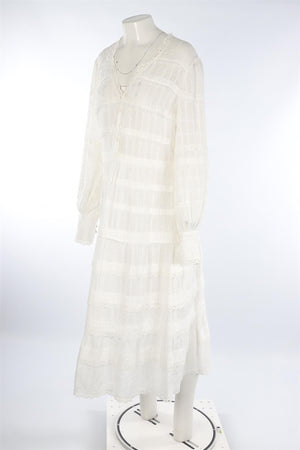 TEMPERLEY LONDON WHITE COTTON MAXI DRESS UK 16