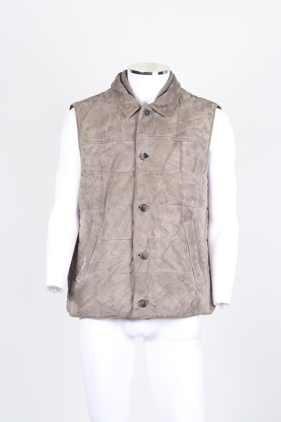 MANDELLI MEN'S QUILTED PADDED SUEDE VEST XLARGE