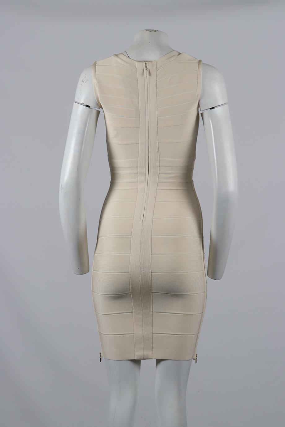 HERVÉ LÉGER ZIP DETAILED BANDAGE MINI DRESS SMALL