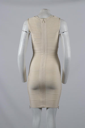 HERVÉ LÉGER ZIP DETAILED BANDAGE MINI DRESS SMALL