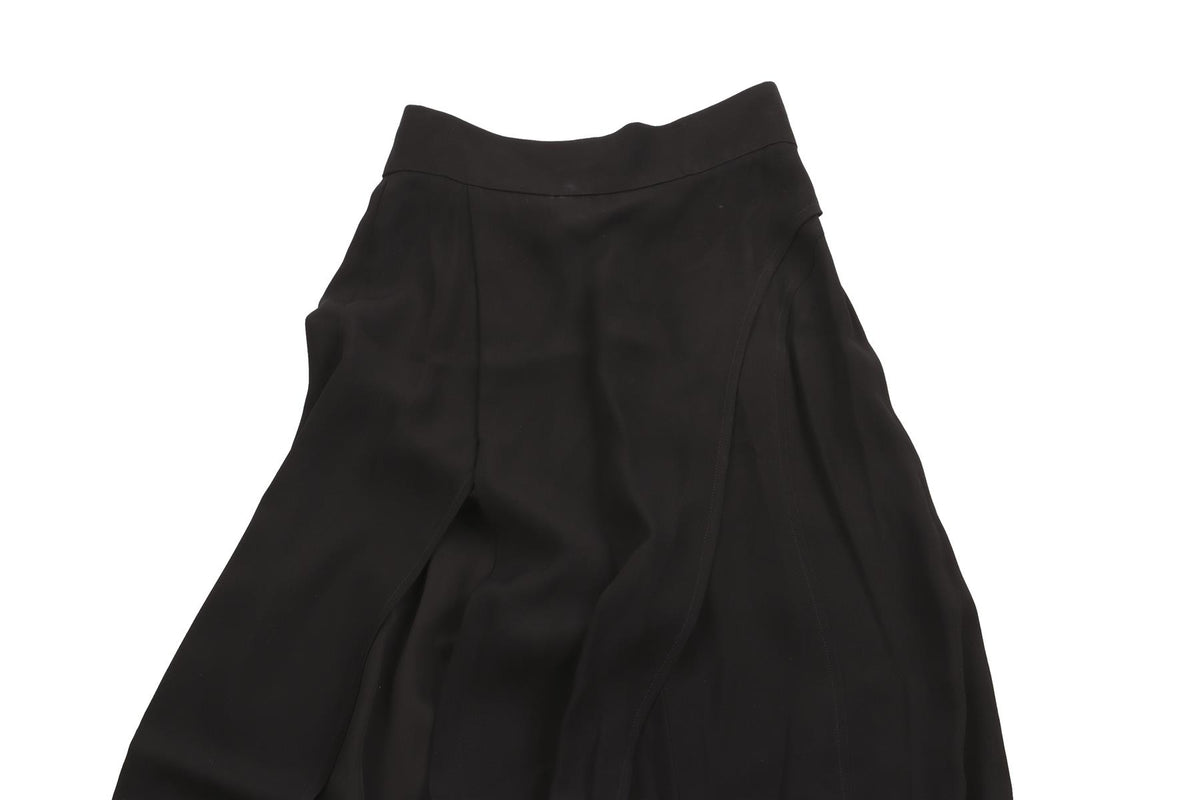 BALMAIN BLACK CREPE WIDE LEG PANTS FR 36 UK 8