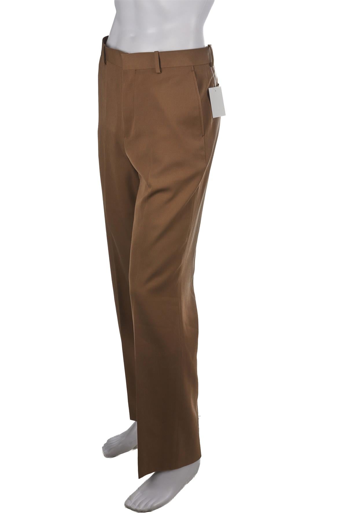 AURALEE BROWN MENS WOOL STRAIGHT LEG PANTS MEDIUM