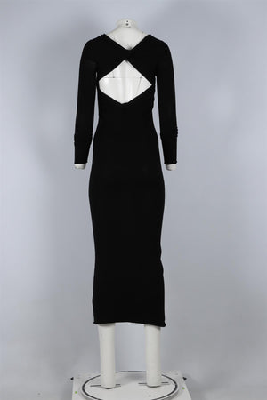 HELMUT LANG BLACK ALPACA MAXI DRESS XSMALL