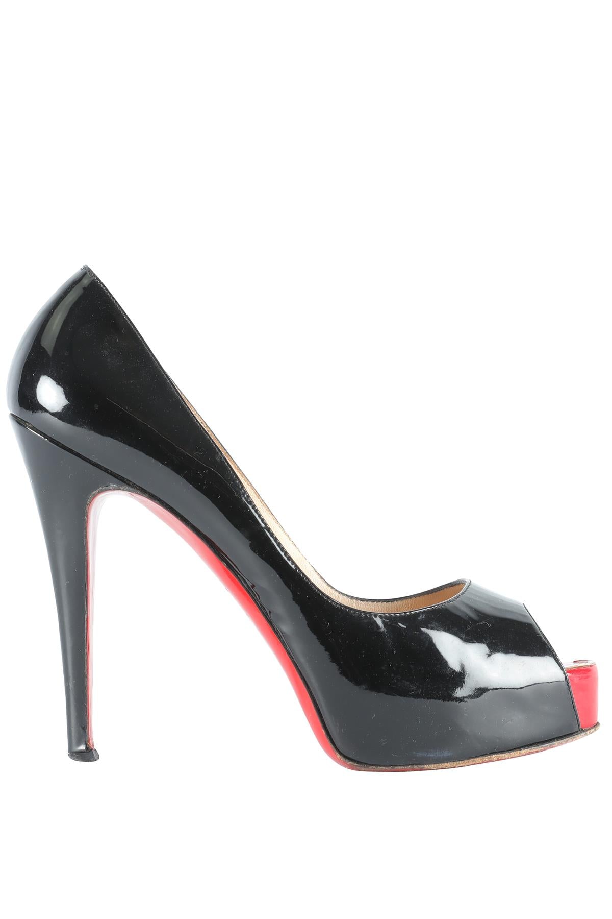CHRISTIAN LOUBOUTIN BLACK PATENT LEATHER PUMPS EU 38.5 UK 5.5