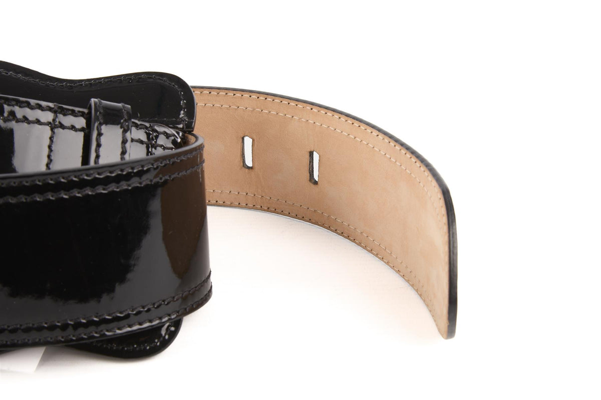 FENDI BLACK PATENT LEATHER WAIST BELT 75CM