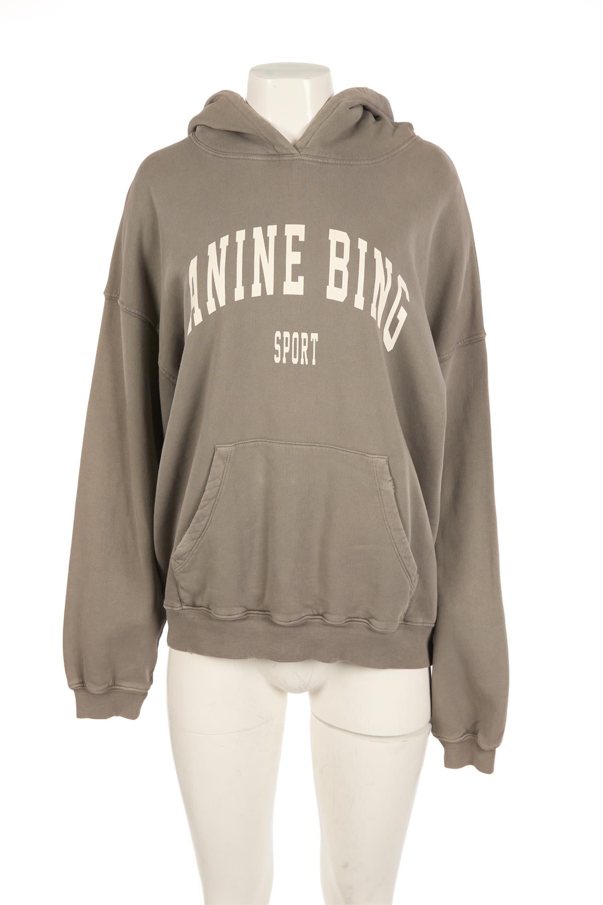 ANINE BING KHAKI COTTON HOODIE SMALL
