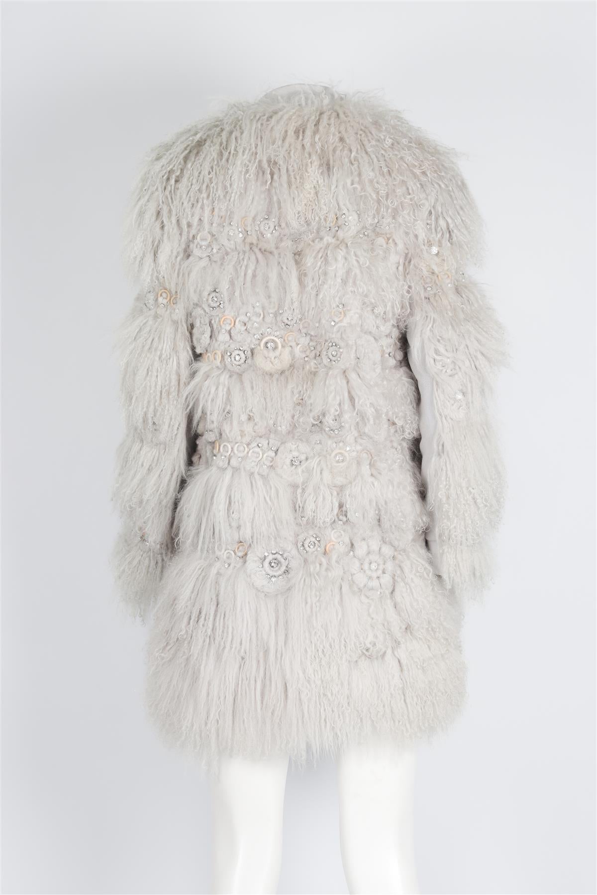 CHLOÉ BLUE CRYSTAL AND SHEARLING COAT FR 36 UK 8