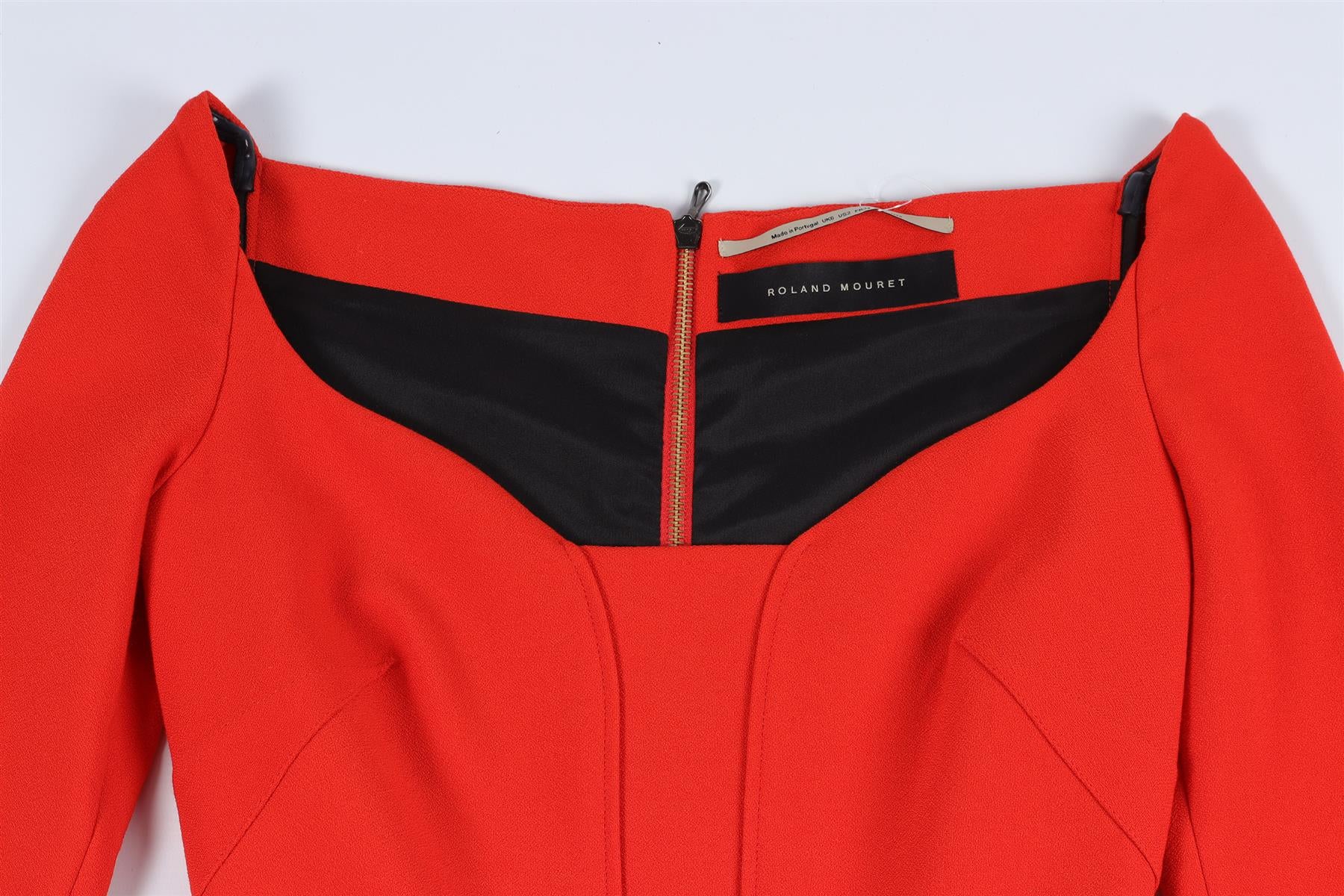 ROLAND MOURET RED CADY MIDI DRESS UK 6
