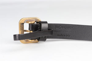 YVES SAINT LAURENT BLACK CHAIN AND LEATHER BELT