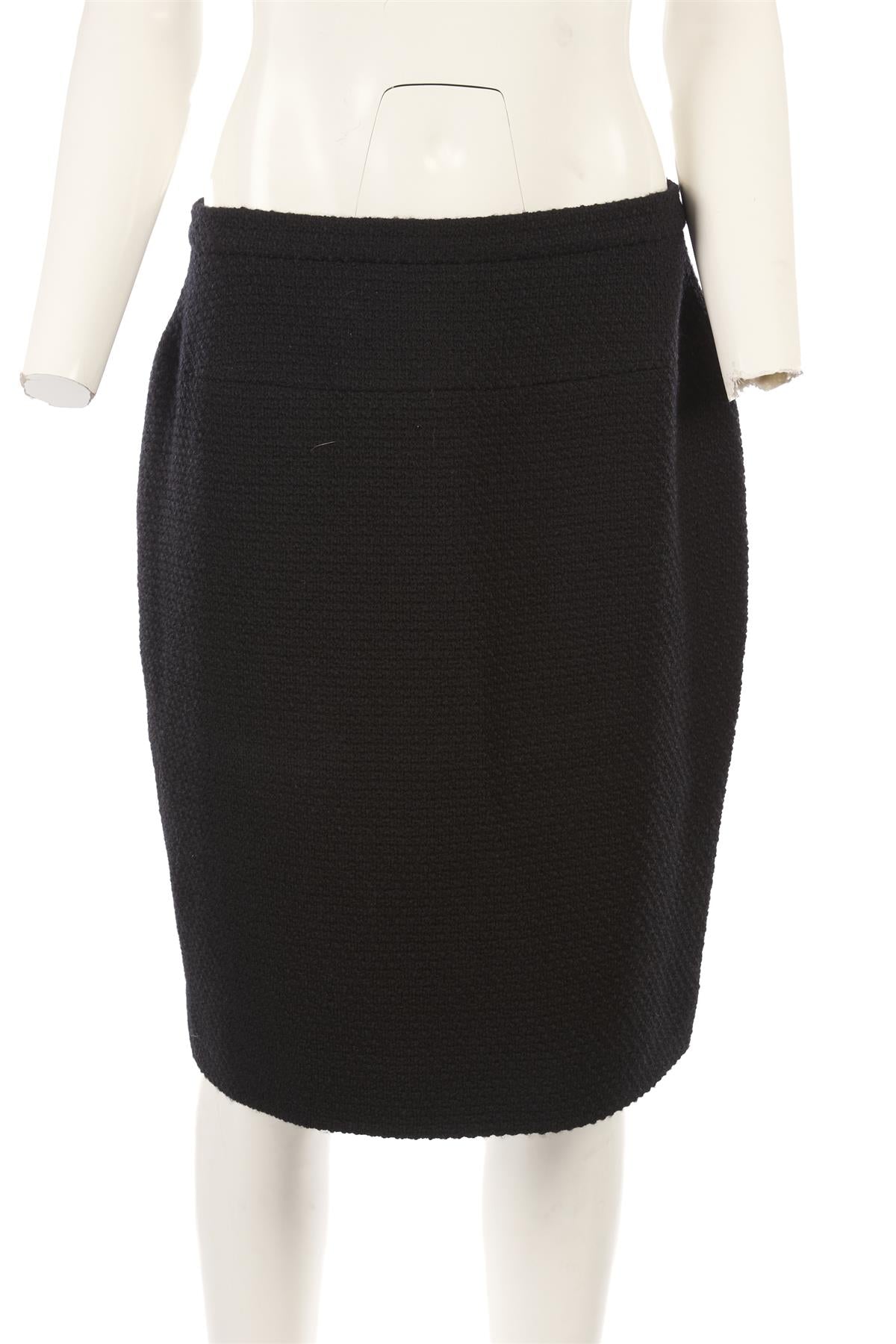 CHANEL BLACK 1991 WOOL SKIRT SUIT FR 46