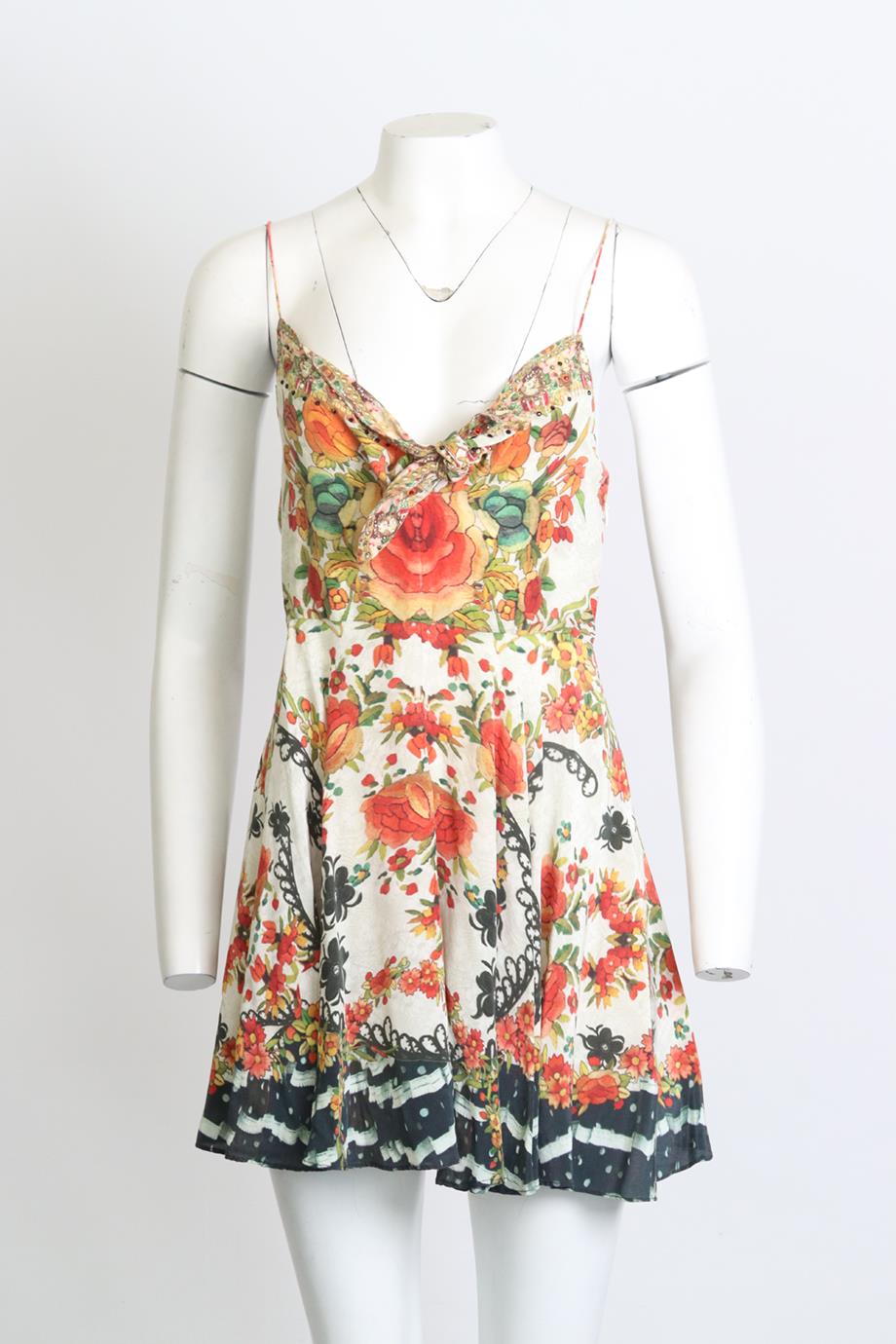 CAMILLA FLORAL PRINT SILK MINI DRESS UK 8