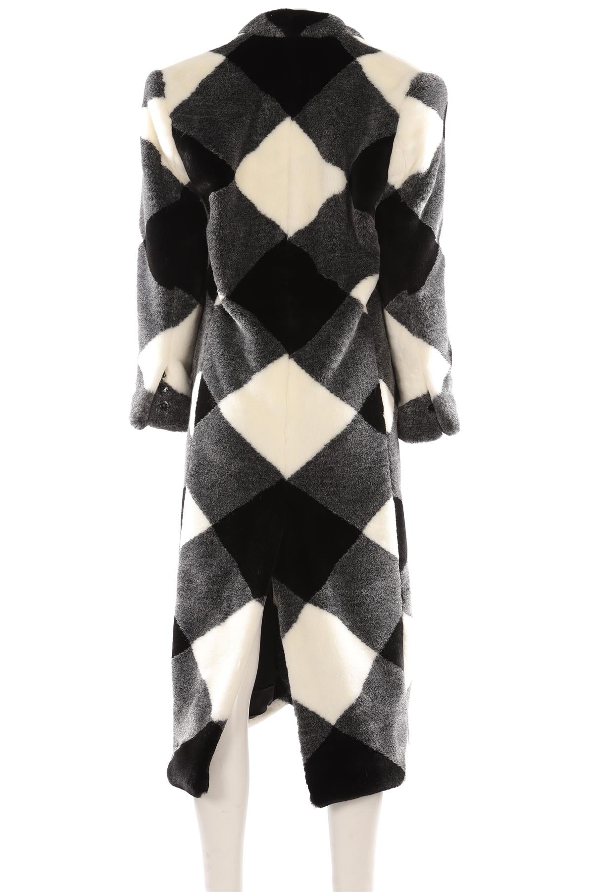 BALMAIN BLACK FAUX FUR COAT FR 36 UK 8