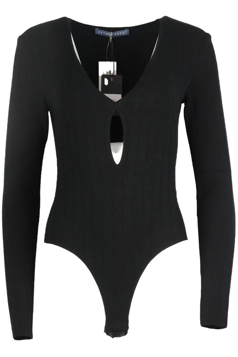 ZEYNEP ARCAY CUTOUT RIBBED STRETCH KNIT BODYSUIT US 4 UK 8