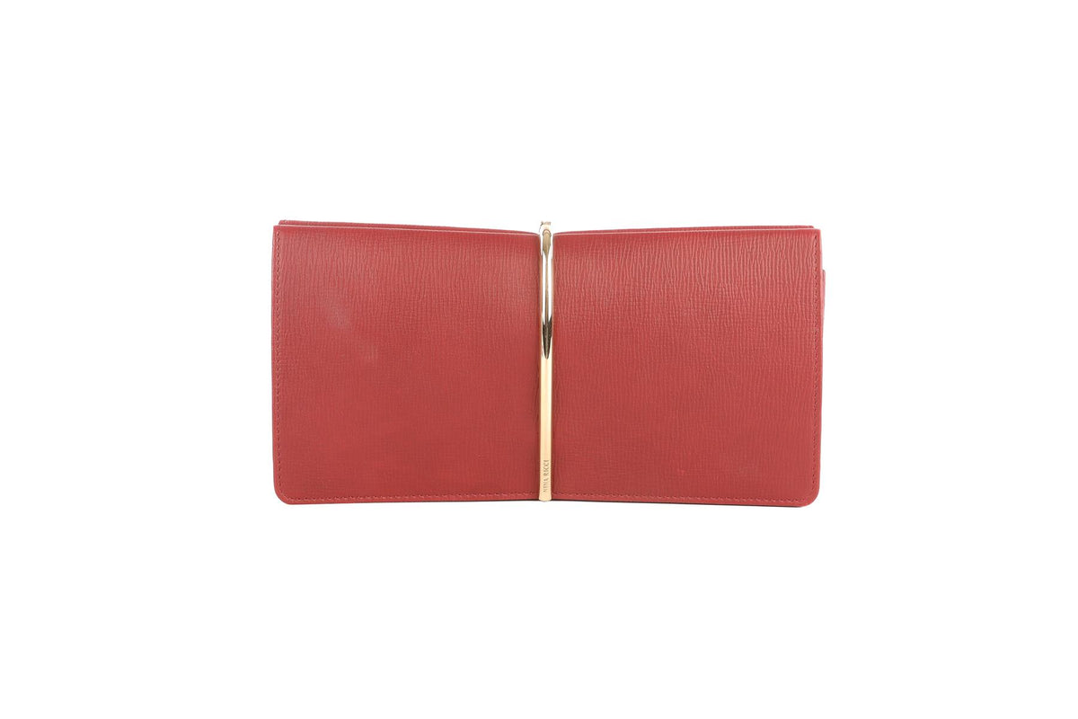 NINA RICCI BURGUNDY LEATHER CLUTCH