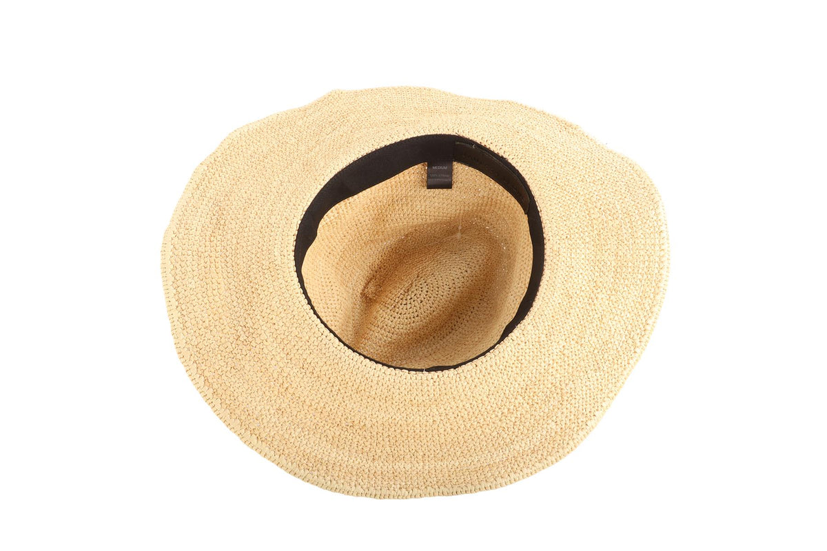 JANESSA LEONE BEIGE STRAW HAT MEDIUM