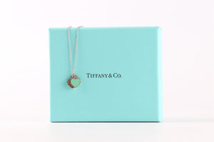 Tiffany & Co Blue Double Heart Sterling Silver Chain Necklace
