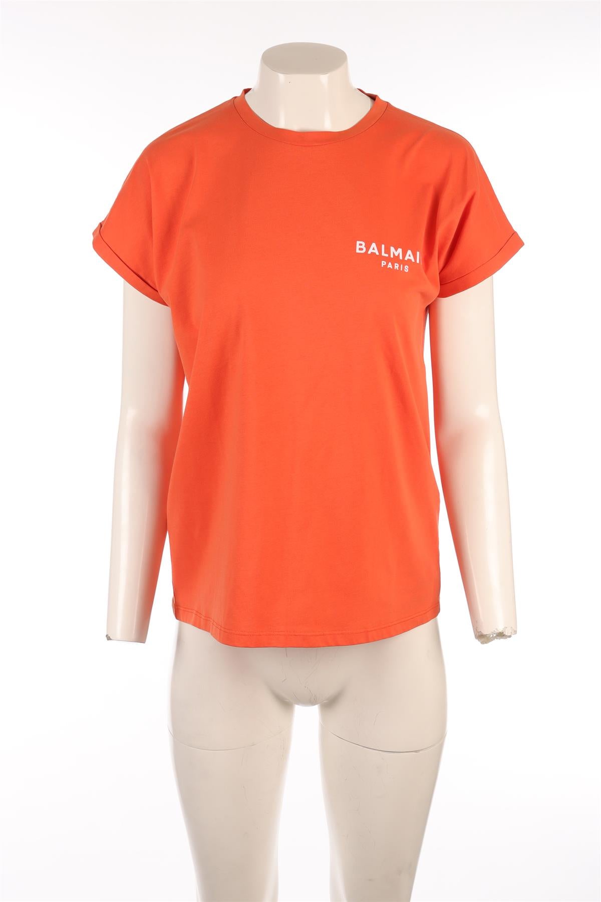 BALMAIN ORANGE COTTON T-SHIRT SMALL