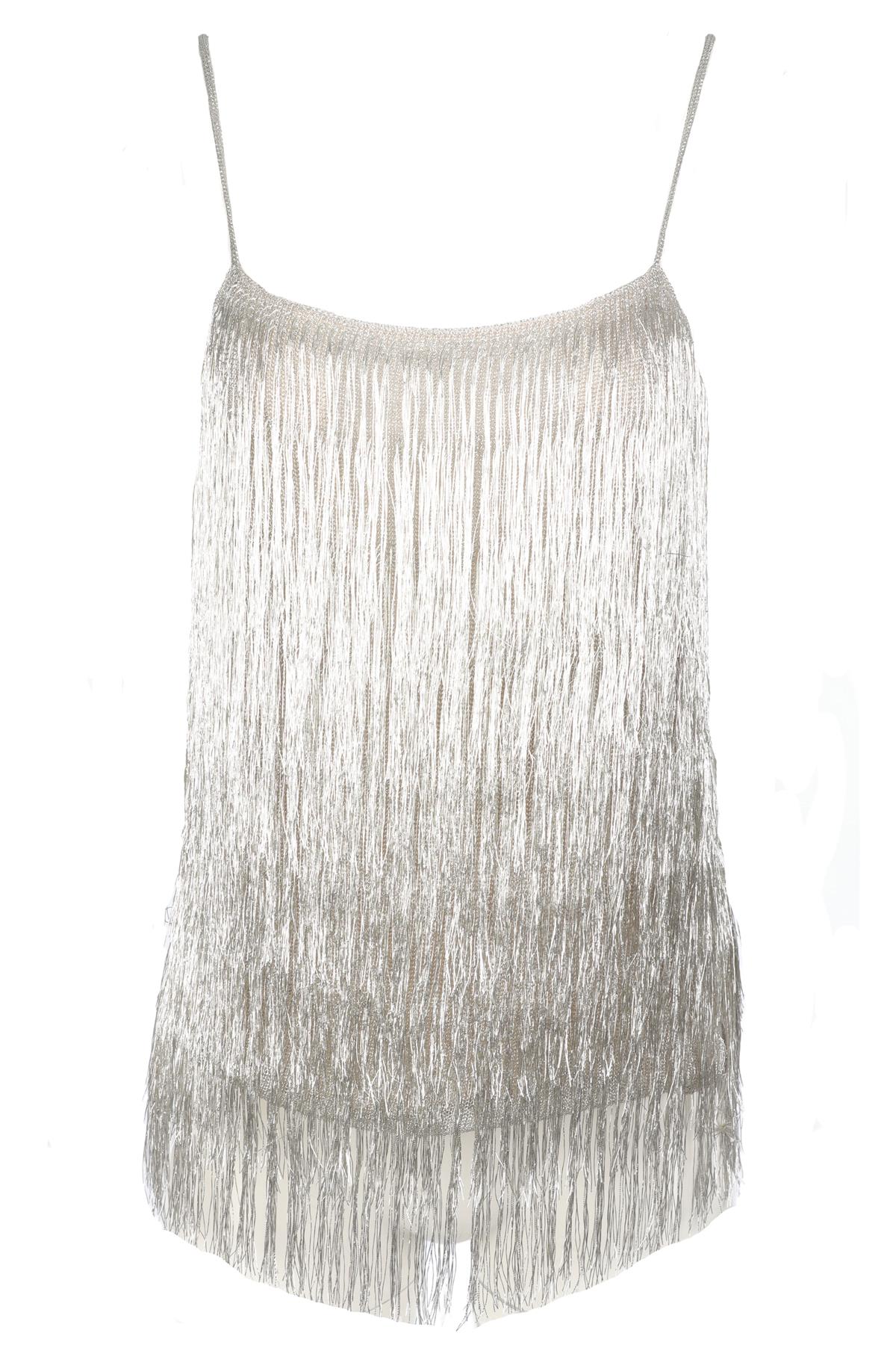 RACHEL ZOE SILVER FRINGE TOP SMALL