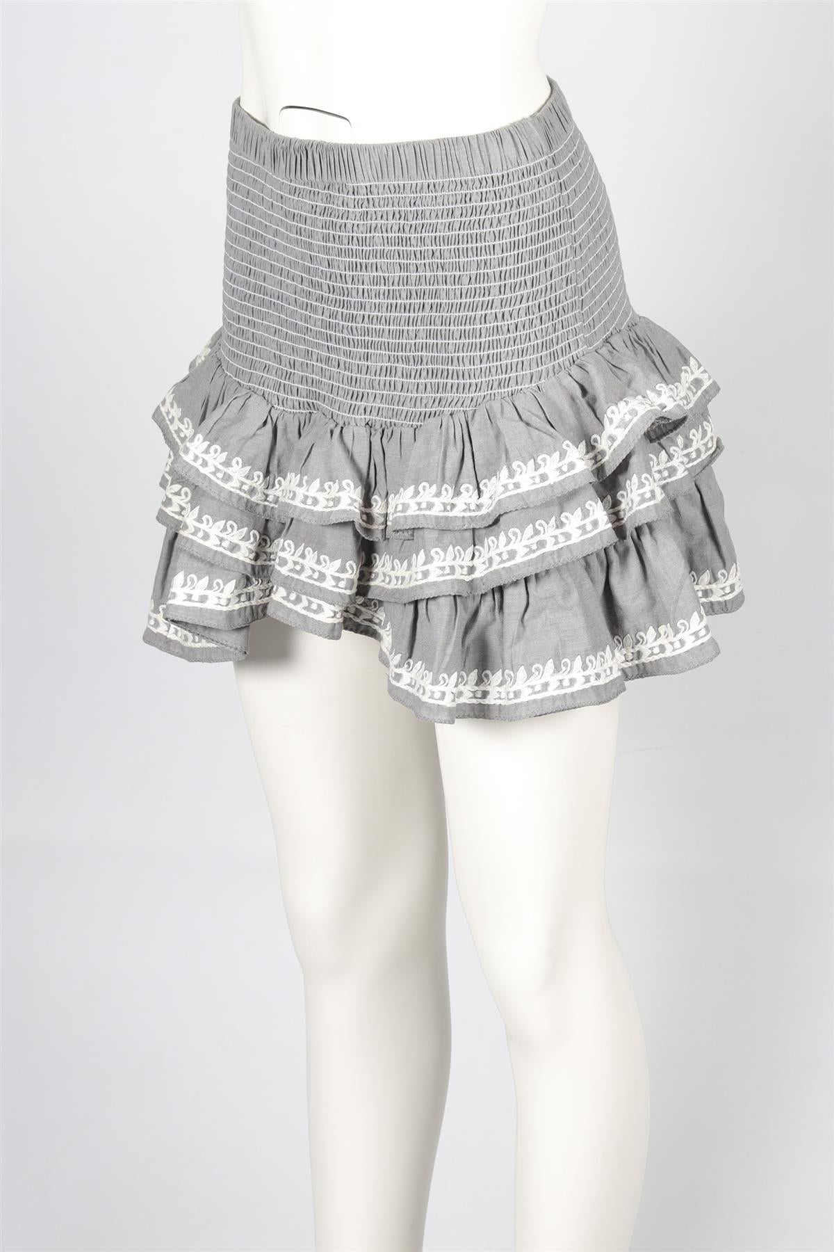 JULIET DUNN GREY COTTON MINI SKIRT UK 8-10