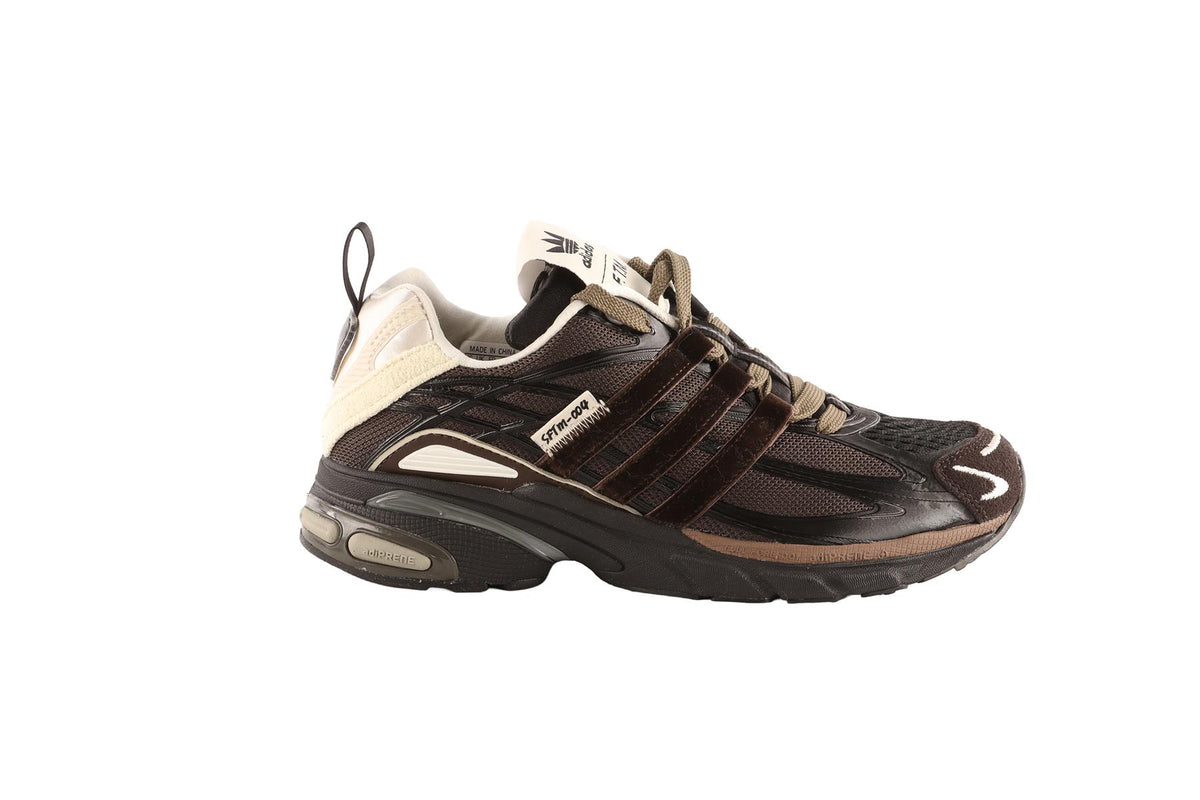 ADIDAS + SONG FOR THE MUTE BLACK ADISTAR CORE BLACK, DARK BROWN & EARTH STRATA SNEAKERS FR 38 2/3 UK 5.5 US 6