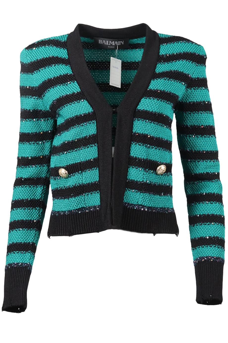 BALMAIN STRIPED KNIT JACKET FR 36 UK 8
