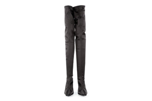 PROENZA SCHOULER BLACK SATIN OVER THE KNEE BOOTS EU 38.5 UK 5.5 US 8.5