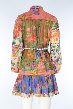 ZIMMERMANN MULTI COTTON MINI DRESS UK 10