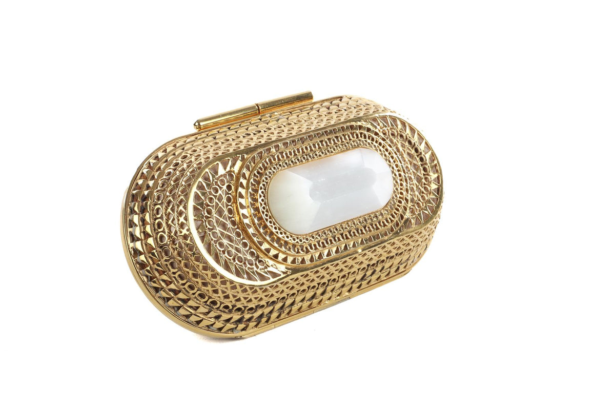 JIMMY CHOO GOLD METAL CLUTCH